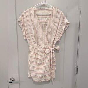 Zara striped linen-y romper/skort SZ M